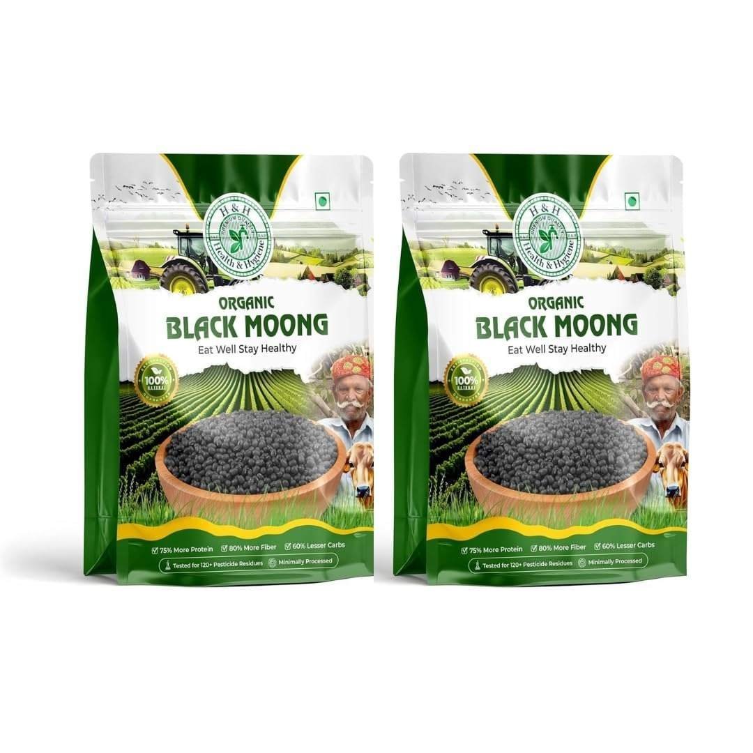 uk612745lHneL-1-1.jpg H&H HEALTH & HYGIENE Black Whole Black Moong Organic Whole Black Moong | Kali Moong Black Taste & Natural Flavour & Organic Moong Whole Daal (1kg)(Pack Of 2) - Fast UK Delivery - Image 1