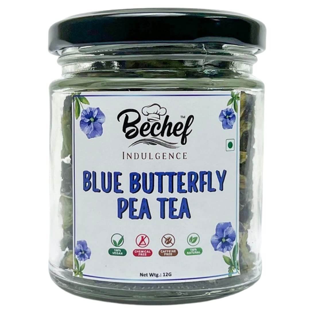 uk612Fqbc3fRL-1-1.jpg Bechef Flower Tea - Blue Butterfly Pea Tea - 25 gm|| Herbal tea || Relives Stress || Iced Tea || Skin and Hair Well being| - Fast UK Delivery - Image 1