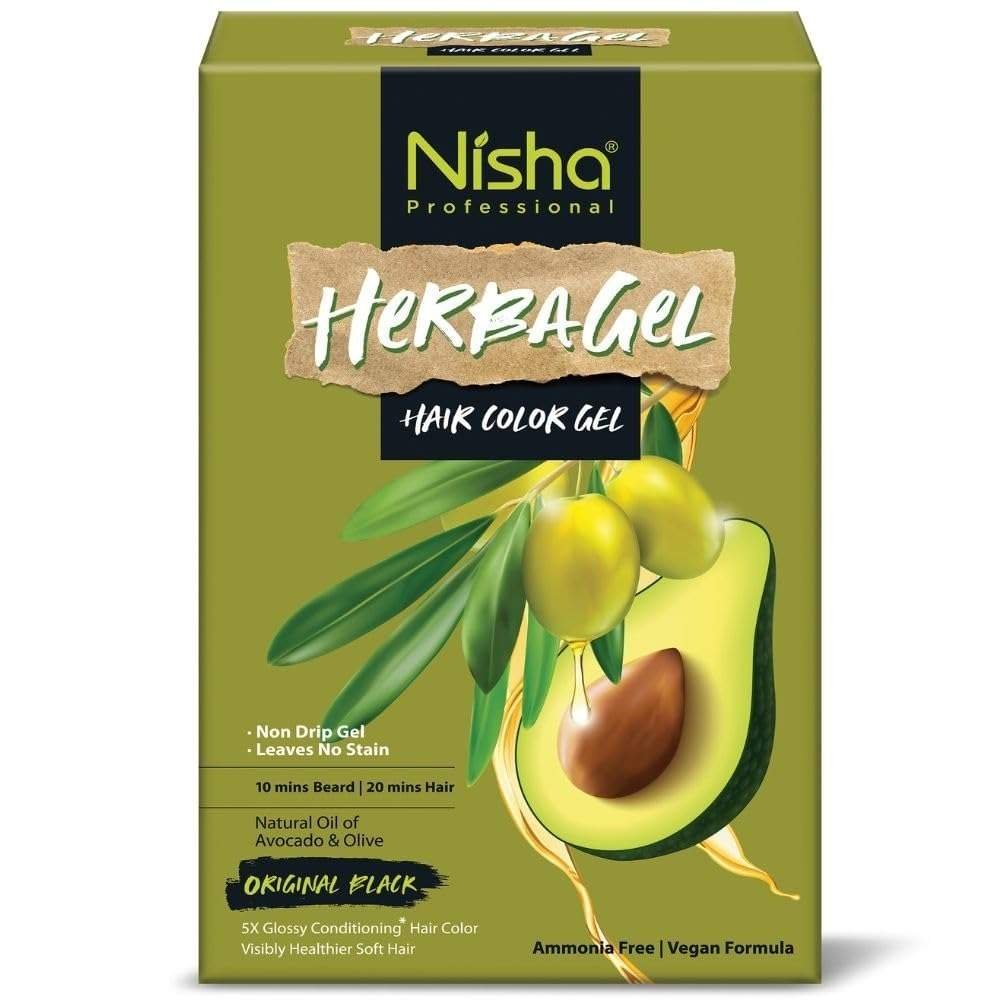 uk612hV1ZP6QL-1.jpg Nisha Herba Gel Hair Colour Gel, Original Black 1 Litre | No Ammonia, No Stain, Non-Drip Vegan Formula | Permanent Hair Colour & Hair Dye | 100% Grey Coverage & Long-Lasting Shine - Fast UK Delivery - Image 1