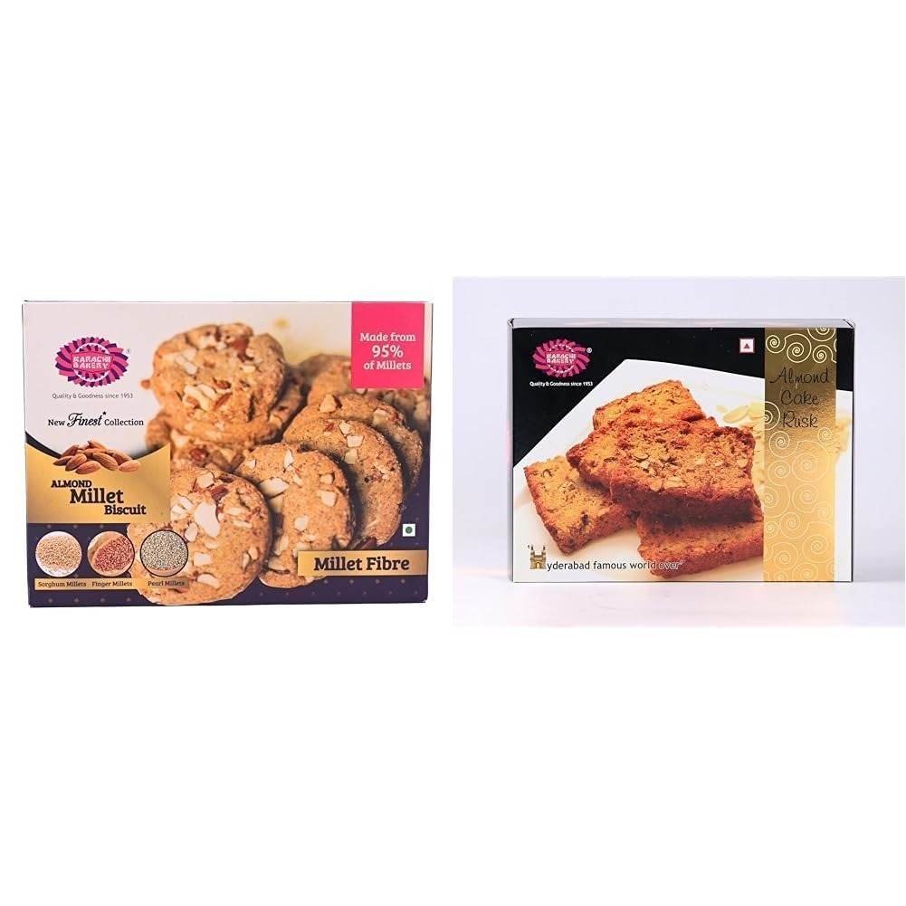uk612vVlnL0aL-1-1.jpg Karachi Bakery Almond Millet Biscuits, 300 g Karachi's Almond Cake Rusk 400g - Fast UK Delivery - Image 1