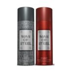 DENVER Man Of Steel Drill & Challenge Deodorant Body Spray - 200ML Each (Pack of 2) - Fast UK Delivery