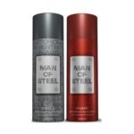 DENVER Man Of Steel Drill & Challenge Deodorant Body Spray - 200ML Each (Pack of 2) - Fast UK Delivery