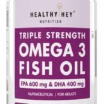 HealthyHey Nutrition Fish Oil Omega 3 60 Softgel For Women and Men | Triple Strength Fish Oil | Burpless, EPA 600 - DHA 400 Supplement - Fast UK Delivery