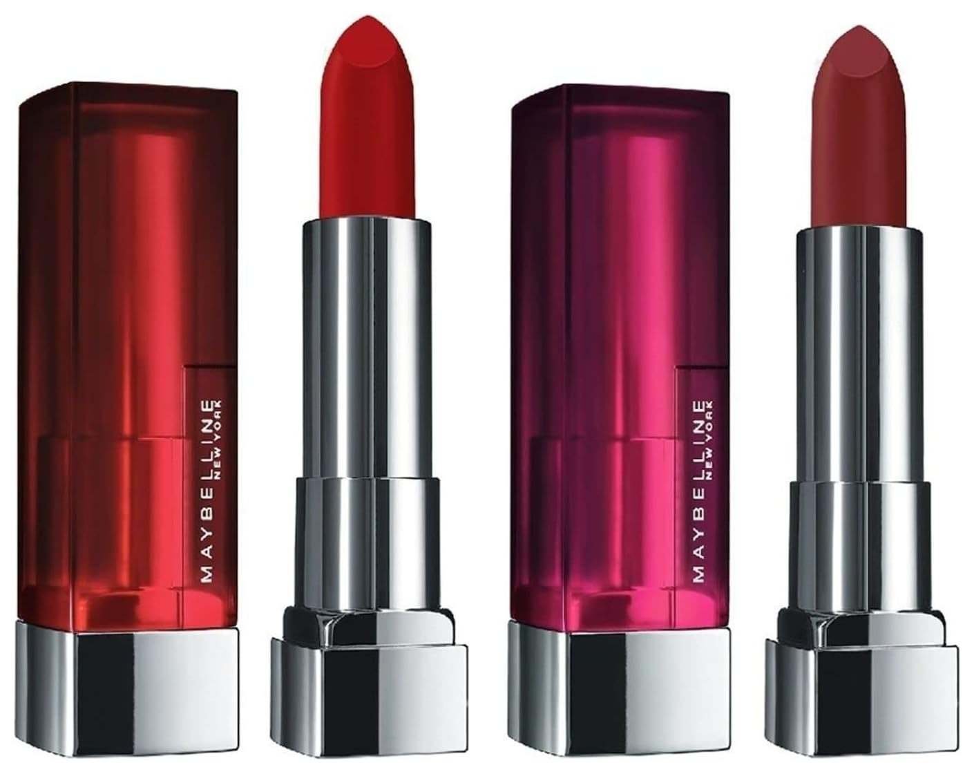 uk615i5ZvTIqL-1.jpg Maybelline New York Color Sensational Creamy Matte Lipstick, 690 Siren in Scarlet, 3.9g And Maybelline New York Color Sensational Creamy Matte Lipstick, 696 Burgundy Blush, 3.9g - Fast UK Delivery - Image 1