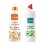 Vooki Nature Powered Natural Dish Wash Gel and Ecofriendly Toilet Cleaner Liquid 100 Flush Protection - 500 Ml Each, (Combo Pack of 2) - Fast UK Delivery