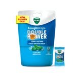 VICKS COUGH DROPS DOUBLE POWER (Bag of 25) NEW & IMPROVED, BIGGER DROPS WITH 2X AYURVEDIC MIX FOR FAST RELIEF FROM THROAT IRRITATION & COUGH, COOLING MENTHOL FLAVOUR. - Fast UK Delivery