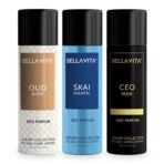 Bella Vita Luxury Woody Body Parfum Deo Spray Combo Pack Of 3 X 150 Ml, No Gas Long Lasting Premium Fragrance Deodorant With Tonka For Unisex, Orange, Bergamot And Lavender - Fast UK Delivery