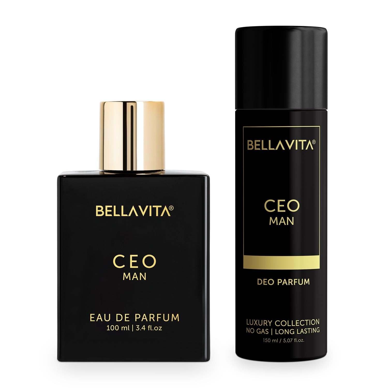 uk616C1Fhzb-L-1.jpg Bella Vita Luxury Ideal Men Combo for Him, Pack Of 2 Premium Long Lasting Woody Fragrance Scent - Ceo Men Edp 100 Ml & Body Parfum Deodorant 150 Ml,Liquid - Fast UK Delivery - Image 1