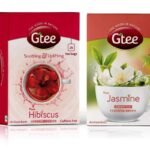 GTEE Green Tea Bags - Jasmine & Hibiscus Tea Bags, 25 Tea bags (Pack of 2) - Fast UK Delivery