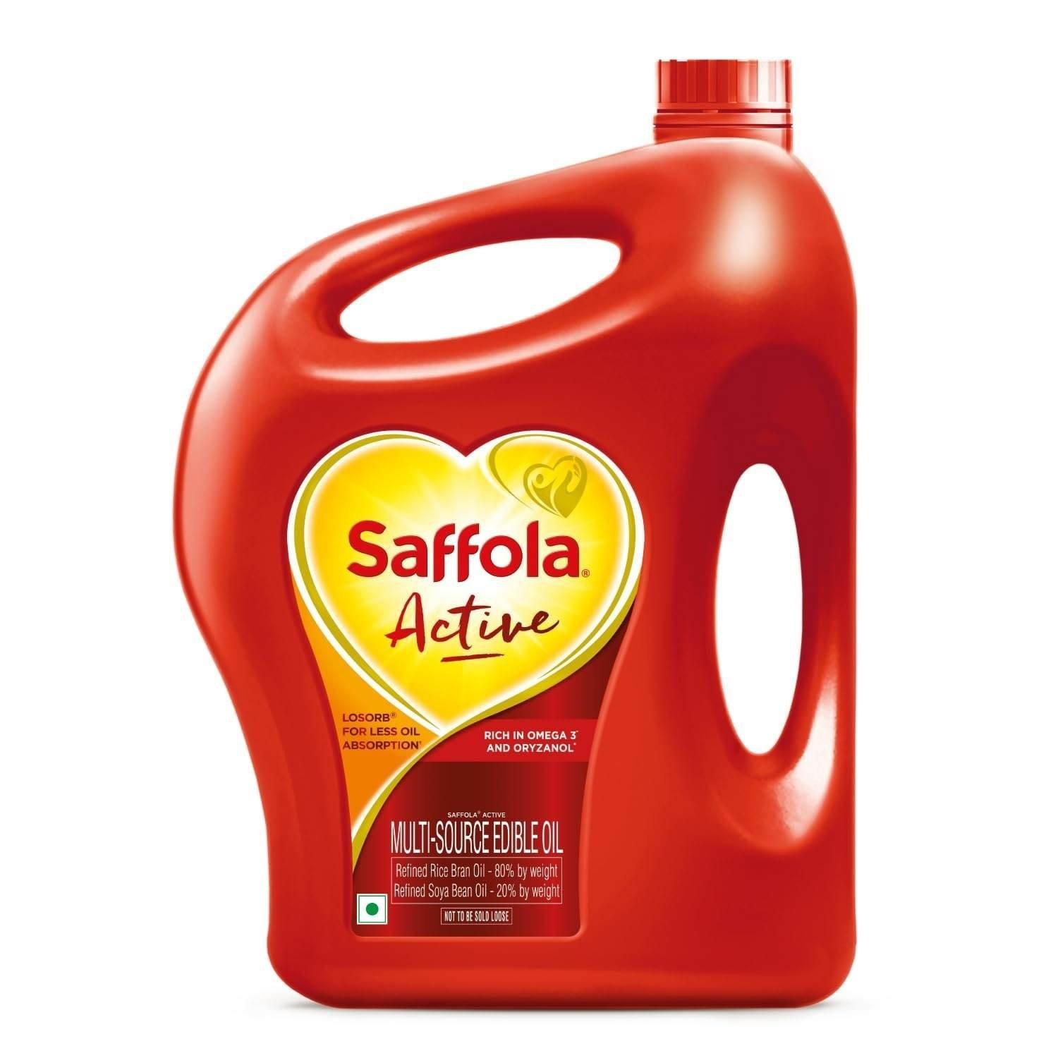 uk616rRJHD95L-1-1.jpg Saffola Active Refined Cooking oil | Blended Rice Bran & SoyaBean oil | Pro Weight Watchers | 5 Litre jar - Fast UK Delivery - Image 1