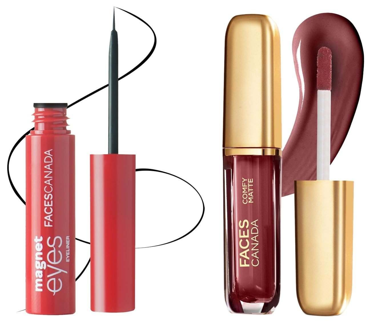 uk616yHEFzMNL-1.jpg FACESCANADA Comfy Matte Liquid Lipstick - Note To Self 07, 3 Ml & damagneteyes Eyeliner - Black, 3.5Ml - Fast UK Delivery - Image 1