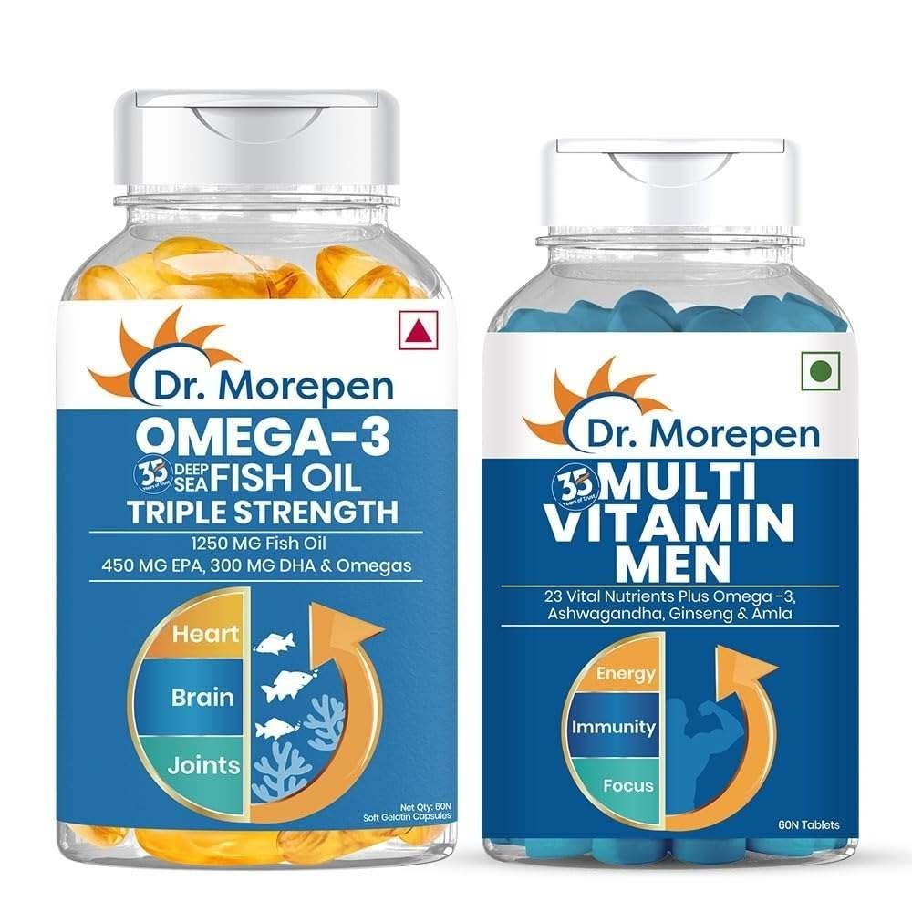 uk617RF9oxekL-1-1.jpg Dr. Morepen Multivitamin Men & Omega 3 Triple Strength - Softgel - Fast UK Delivery - Image 1