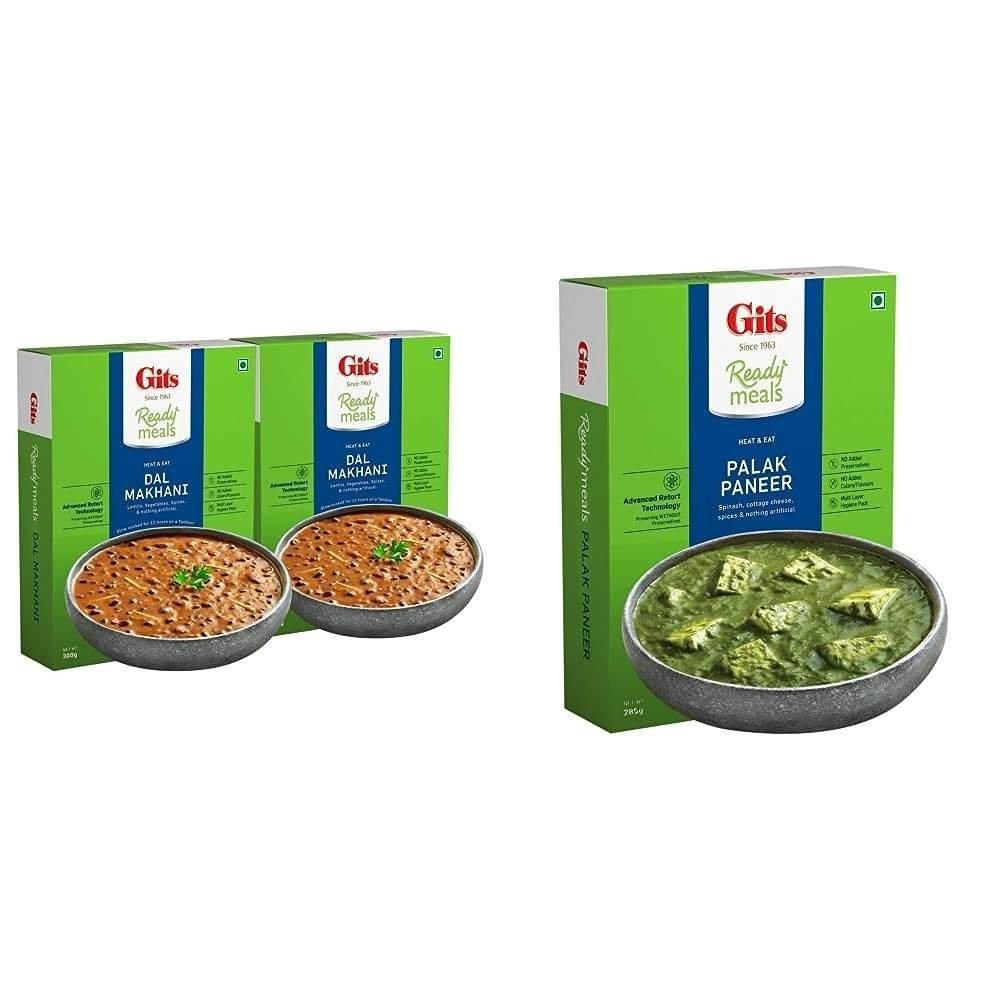 uk617ctCoqKGL-1.jpg Gits Ready to Eat Dal Makhani, 600g (Pack of 2 X 300g Each) & Gits Ready to Eat Palak Paneer, 285g - Fast UK Delivery - Image 1