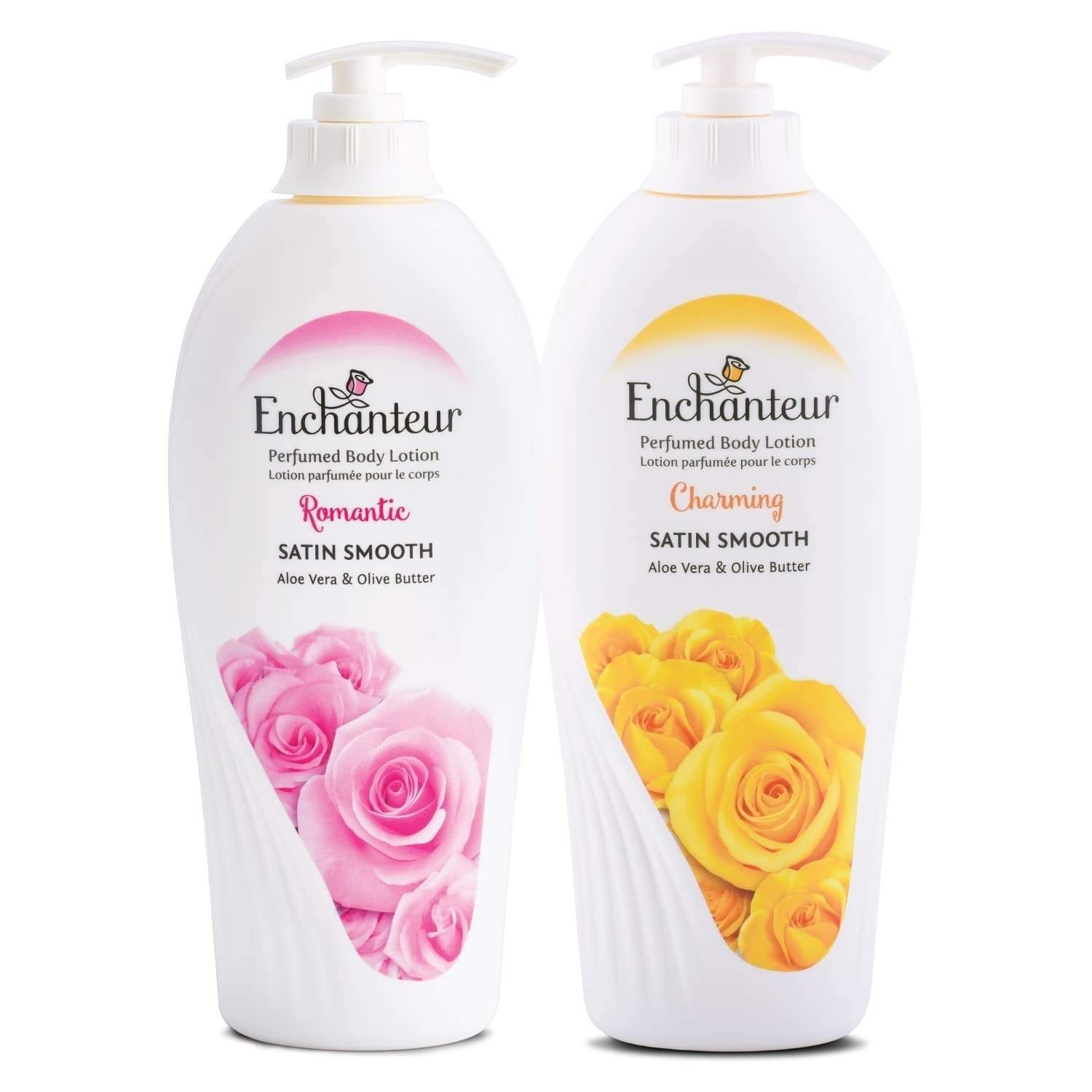 uk618G2aVXsTL-1-1.jpg Enchanteur Romantic Perfumed Body Lotion 500ml with Aloe Vera & Olive Butter for Silky Smooth Skin & Enchanteur Charming Perfumed Body Lotion 500ml with Aloe Vera & Olive Butter for Satin Smooth Skin - Fast UK Delivery - Image 1
