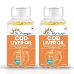 DR. MOREPEN COD Liver Oil Capsules Omega 3, Natural EPA & DHA | UltraPure & Finest COD Fish 200 Softgels (Pack of 2) - Fast UK Delivery