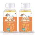 DR. MOREPEN COD Liver Oil Capsules Omega 3, Natural EPA & DHA | UltraPure & Finest COD Fish 200 Softgels (Pack of 2) - Fast UK Delivery