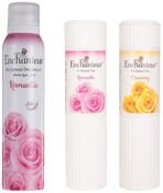 Enchanteur Romantic Perfumed Talc for Women, 250g with Roses & Jasmine Extracts & Perfumed Deodorant Spray For Women, 150ml & Perfumed Talc for Women, 250g with Roses, Muguets & Cedarwood Extracts - Fast UK Delivery