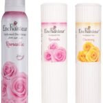 Enchanteur Romantic Perfumed Talc for Women, 250g with Roses & Jasmine Extracts & Perfumed Deodorant Spray For Women, 150ml & Perfumed Talc for Women, 250g with Roses, Muguets & Cedarwood Extracts - Fast UK Delivery