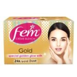 Fem Fairness (Gold) Creme Bleach - 64g | Advanced Skin Glowing System | Enriched with Goodness of 24K Gold Dust | With Rejuvenating Fragrance | No Added Parabens, Silicones & Ammonia - Fast UK Delivery