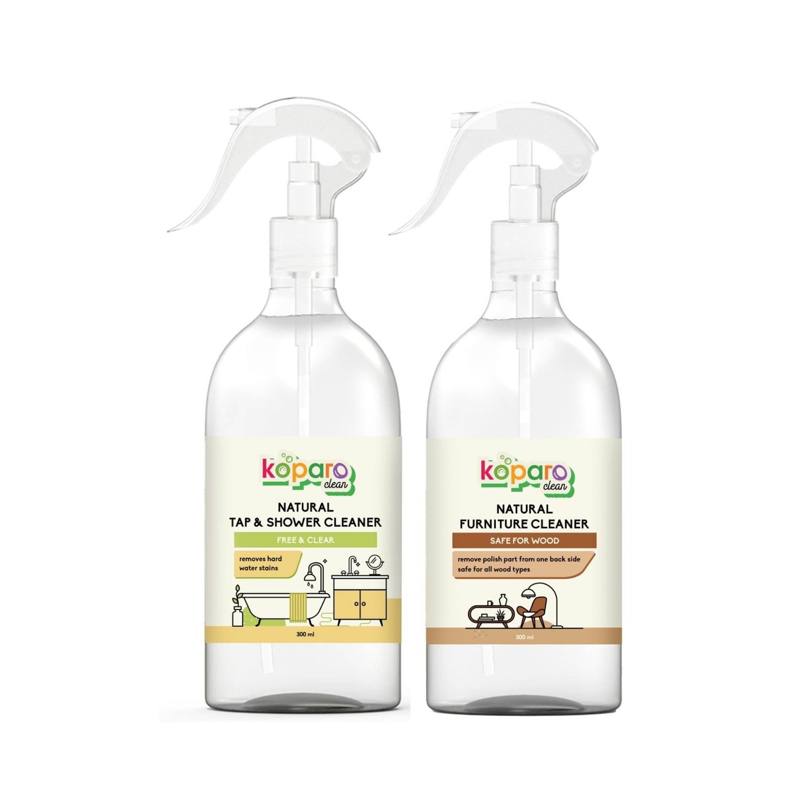 uk61ESfVC0tML-1-1.jpg Koparo Natural Furniture Cleaner and Tap and Shower Cleaner | 300 ml Each - Fast UK Delivery - Image 1