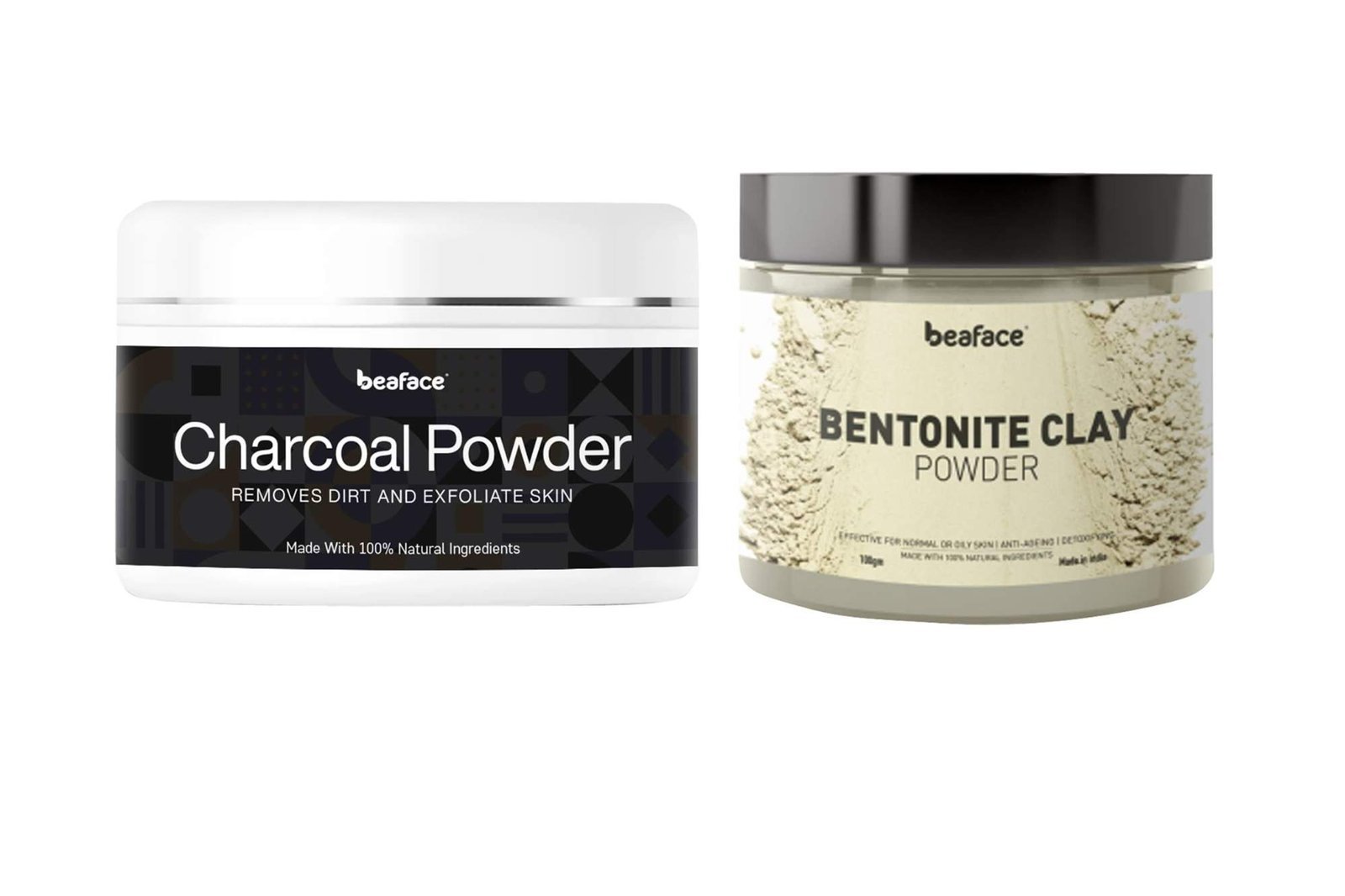 uk61EXQUti7DL-1-1.jpg Beaface Combo Pack Charcoal Activated Powder Skin Deep Cleanser - 100gm Bentonite Clay Powder Acne Remover - 100gm (Pack-2) - Image 1