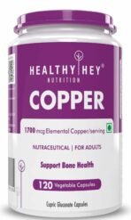 HealthyHey Nutrition Chelated Copper Gluconate - Highly Bioavailable Form - Non-GMO, Gluten Free -120 Veg. Capsules - Fast UK Delivery