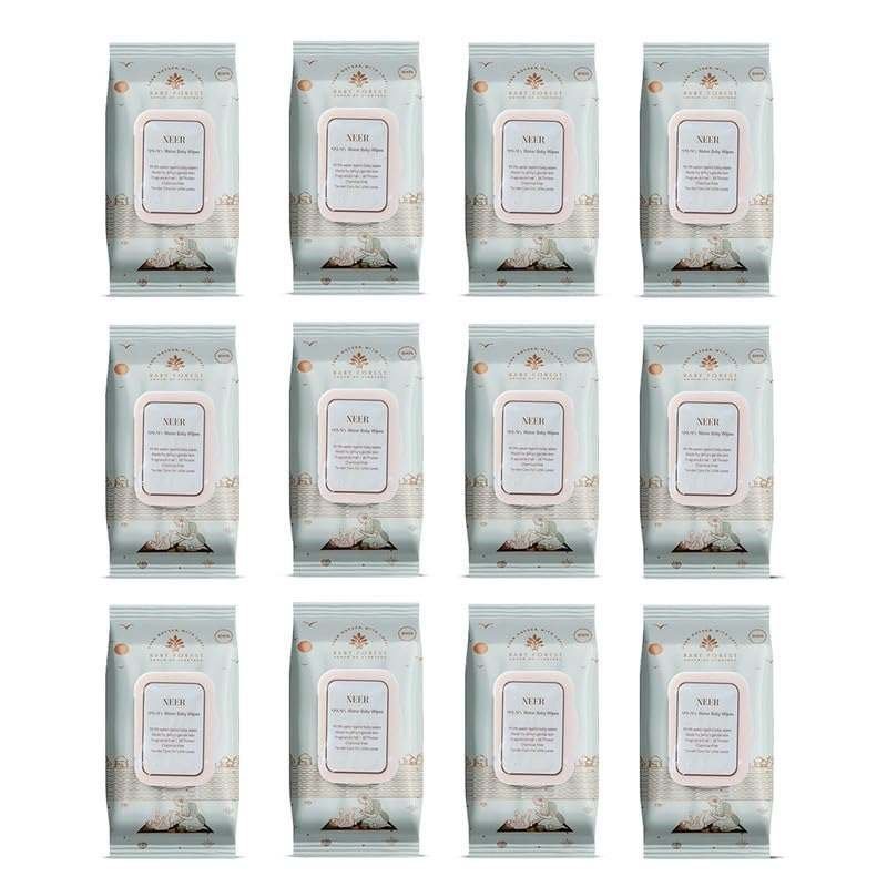 uk61EnnZZ96jL-1-1.jpg Baby Forest Neer 99.9% Water Baby Wipes- Pack of 12 | Ideal for 0 Plus Months | No Added Fragrance | Cruelty-Free | Plant-Based Formulations | Pack of 12 Wipes | Dermatologically Tested - Fast UK Delivery - Image 1