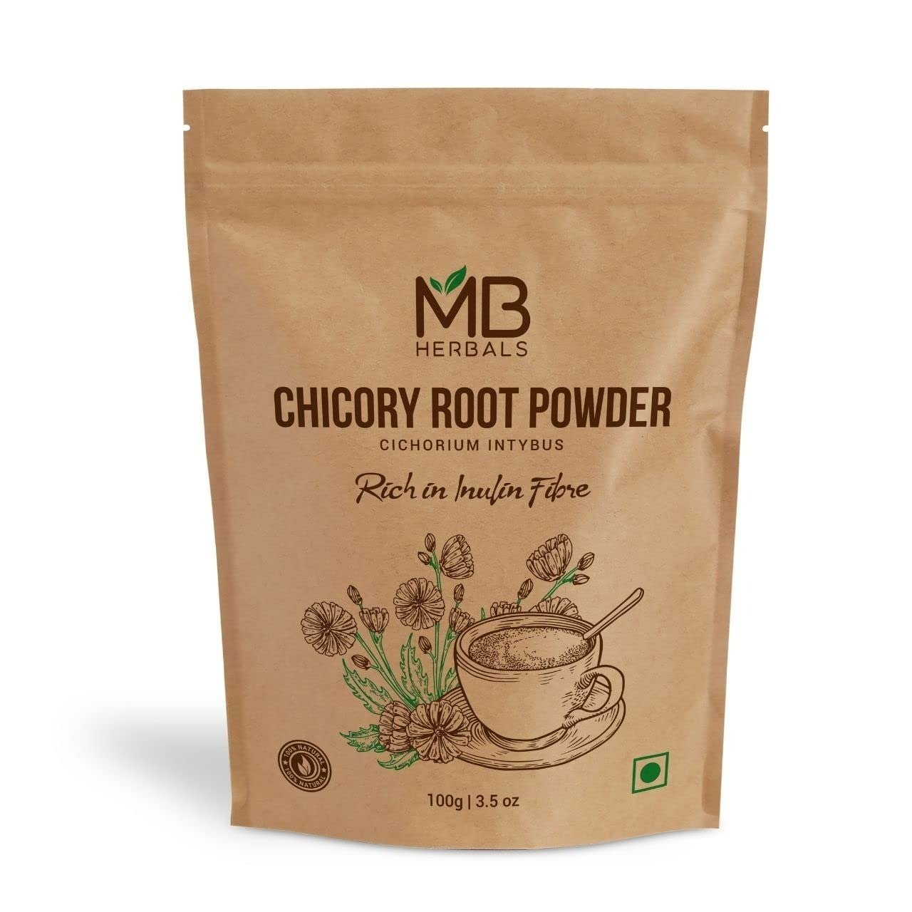 uk61F0FHATxkL-1.jpg MB Herbals Chicory Root Powder 100 Gram | Dissolves Instantly in Water or Milk | Coffee Substitute - Image 1
