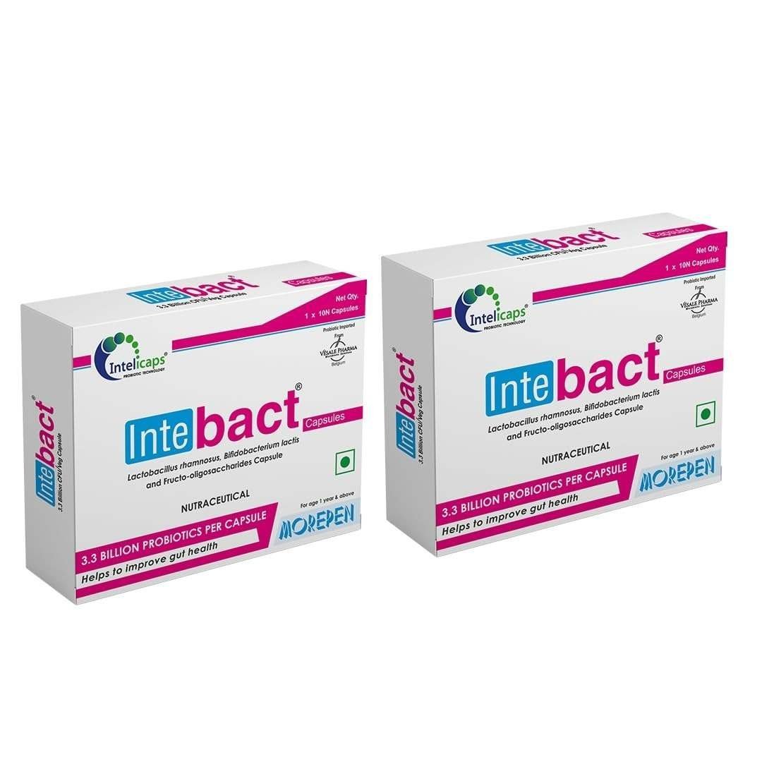 uk61FrzsBiuL-1.jpg Dr. Morepen INTEBACT PROBIOTIC CAPSULES |Supplement for Gut Health - 10 Veg Capsules - Pack of 2 - Fast UK Delivery - Image 1