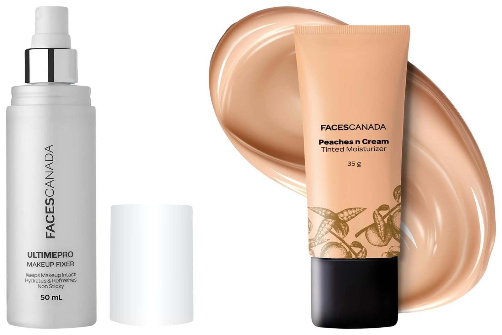 uk61GaTxmb0DL-1.jpg FACESCANADA Ultime Pro Natural Finish Makeup Fixer 50 Ml And Faces Canada Peaches N Cream Tinted Moisturizer - Light 01, 35 G - Fast UK Delivery - Image 1