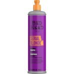 Bed Head TIGI Serial Blonde Restoring Shampoo for Damaged Hair, Colour Enhancing & Protection Shampoo with Keratin for Blonde Coloured Hair, Restores & Revives, UV Protection, Deep Cleanses & Moisturizes Hair, Exotic Tropical Fragrance, 600ml - Fast UK Delivery
