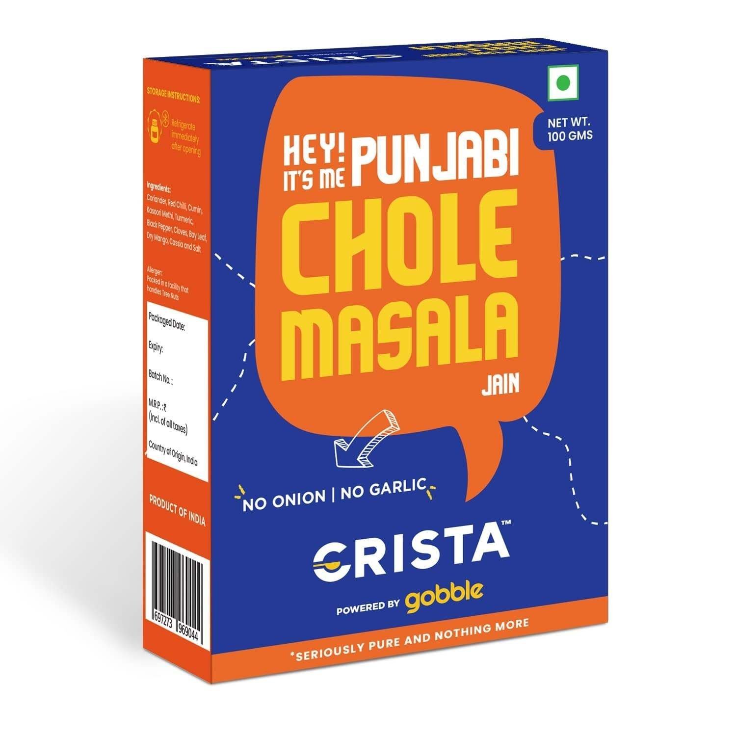 uk61Ihx1VqEwL-1-1.jpg CRISTA Jain Punjabi Chole Masala | Chana Masala | Vegan | No Onion | No Garlic | No Added Sugar | Zero added Colours, Fillers, Additives & Preservatives | 100 gms - Image 1