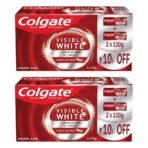 Colgate Visible White Teeth Whitening Toothpaste, Pack of 400g (200g X 2), with Whitening Accelerators for Tobacco Stain Removal & Teeth Whitening, Minty Flavor for Everyday Fresh Breath - Fast UK Delivery