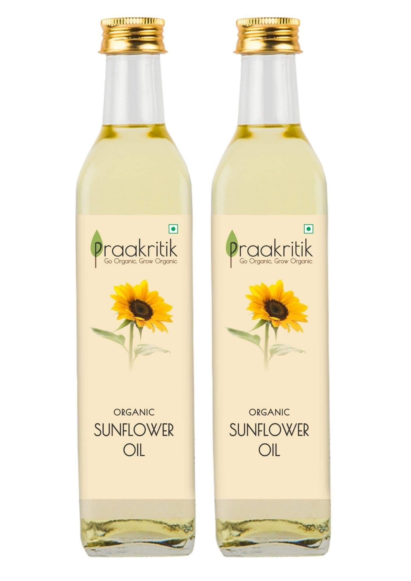 uk61Jf09GlATL-1.jpg Praakritik Organic Extra Virgin Sunflower Oil | Pure & Natural Enriching & Nourishing Oil Bottle | No Added Preservatives and Colors | Pack of 2 | 500ml Each - Fast UK Delivery - Image 1