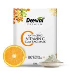 Deewal Premium Vitamin C Clay Face Mask | Brightening & Anti-Aging Face Pack | 100% Vegan & Natural | With Vitamin C & Kaolin Clay for Skin Illumination | Deep Cleansing & Hydration | Suitable for All Skin Types - Fast UK Delivery