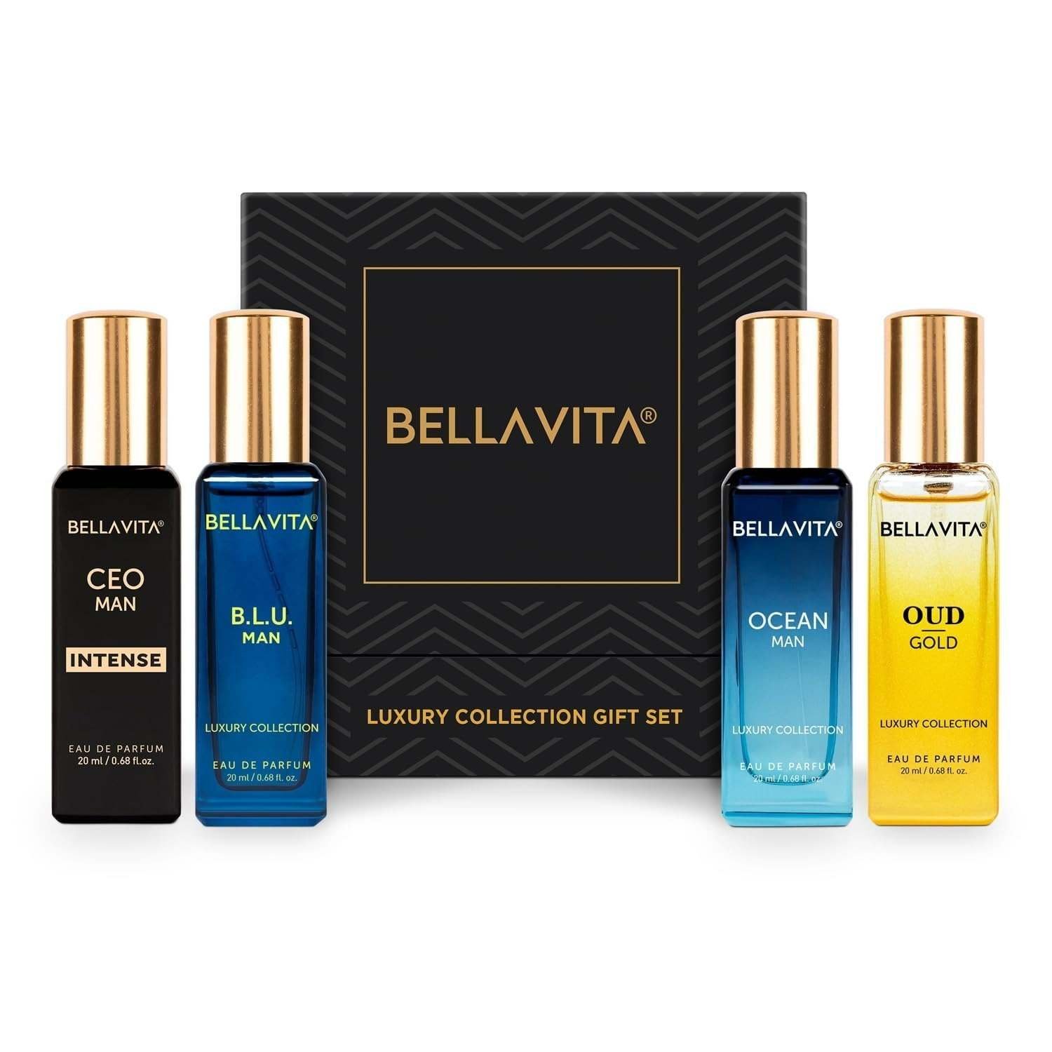uk61K-bLvQ9tL-1.jpg Bella Vita Luxury Collection Eau De Parfum Gift Set 4 x 20ml for Men with OUD GOLD, OCEAN, B.L.U & CEO Man Perfume|Long Lasting EDP Fragrance Scent - Fast UK Delivery - Image 1