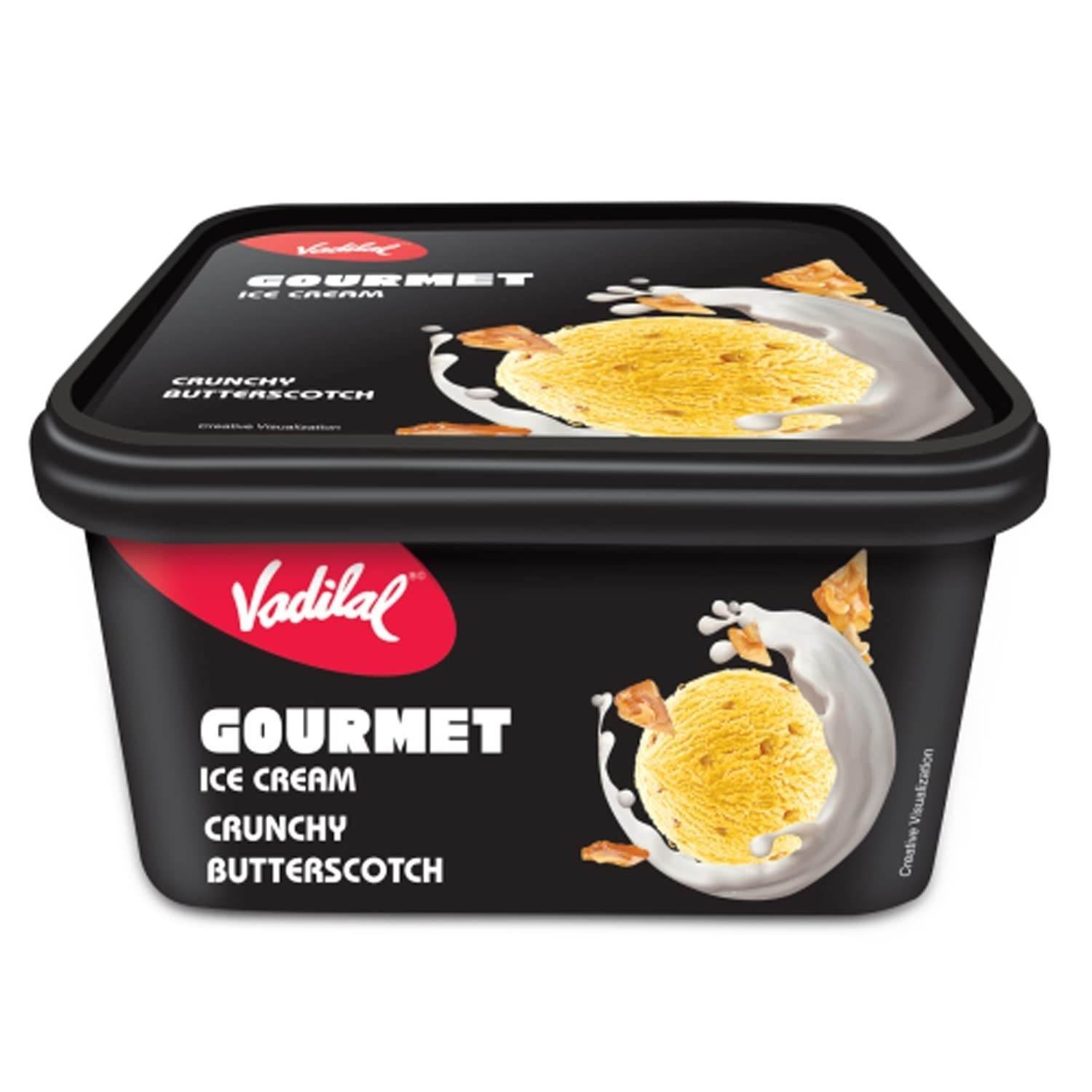 uk61LE0bENZzL-1-1.jpg Vadilal Gourmet Crunchy Butterscotch Ice Cream, 1000ml Tub - Fast UK Delivery - Image 1