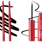 FACESCANADA Magneteyes Metallic Kajal Pencil - Black,0.35G (Pack Of 2) and FACES CANADA Magneteyes Eyeliner - Black, 3.5ml - Fast UK Delivery