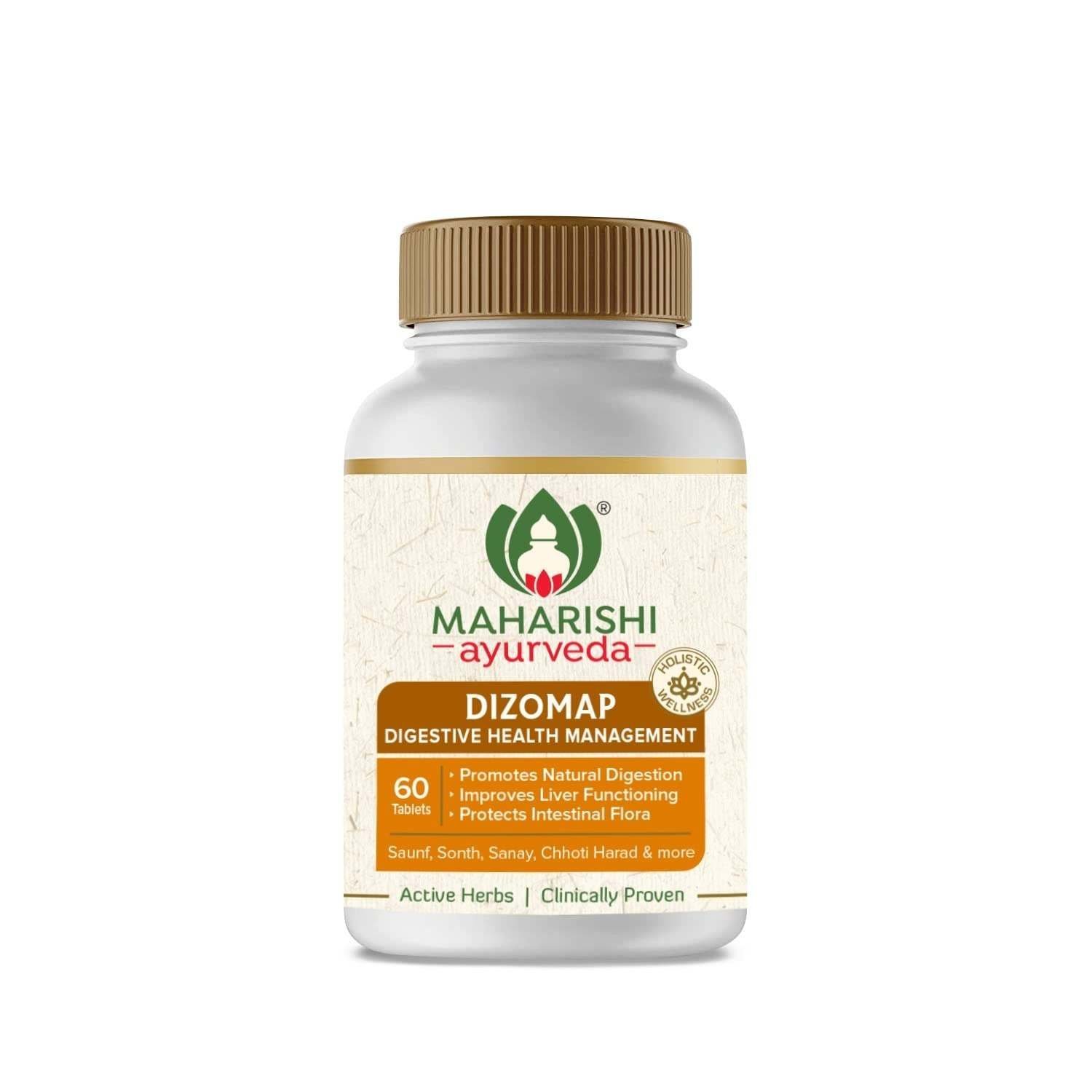 uk61MgTW-AImL-1-1.jpg Maharishi Ayurveda Dizomap, Ayurvedic Tablet Medicine For Indigestion & Constipation, Improves Liver Functioning & Intestinal Flora, Saunf, Sonth, Sanay & Chhoti Harad, 60 Days, 30 Days Pack - Fast UK Delivery - Image 1