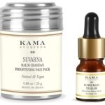 Kama Ayurveda Suvarna Haldi Chandan Brightening Face Pack - 25G, Beige, Sandalwood & Kama Ayurveda Kumkumadi Miraculous Beauty Fluid Ayurvedic Night Serum, 3ml Combo - Fast UK Delivery