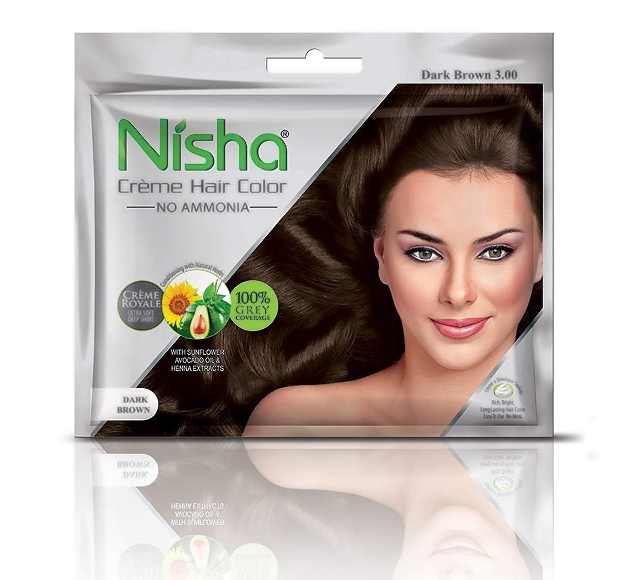 uk61NUzxLCleL-1.jpg Nisha Cream Hair Color Rich Bright Long Lasting Hair Colouring For Ultra Soft Deep Shine 100% Grey Coverage Conditioning With Natural Herbs Dark Brown (Pack of 1) - Fast UK Delivery - Image 1