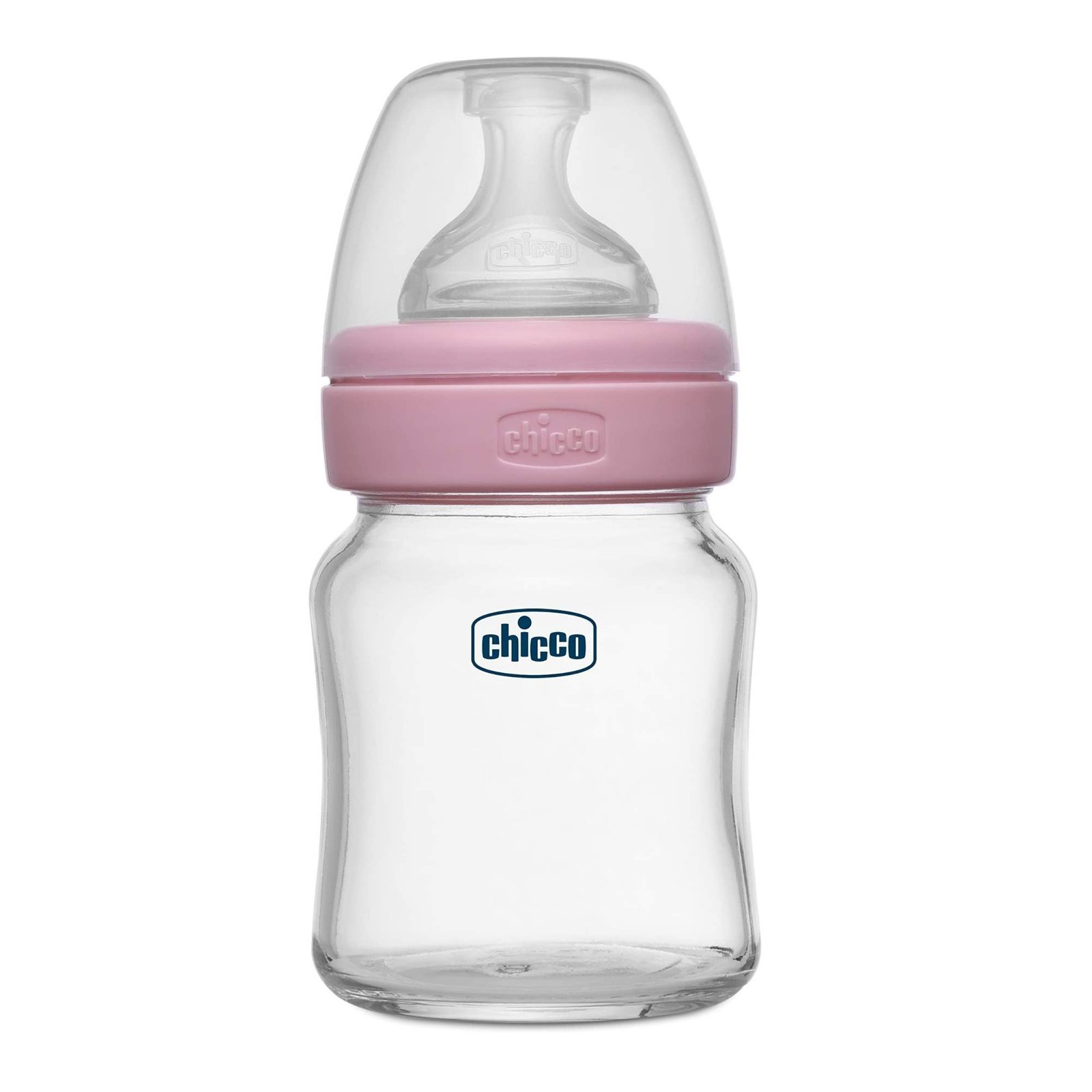 uk61NkcUCVVfL-1.jpg Chicco Well-Being Glass Feeding Bottle for Babies (120ml, Slow Flow) | Premium Borosilicate Glass for High Durability | Elongated Teat for Correct Latch | Comes with Anti-Spill Cap | BPA Free (Pink) - Fast UK Delivery - Image 1