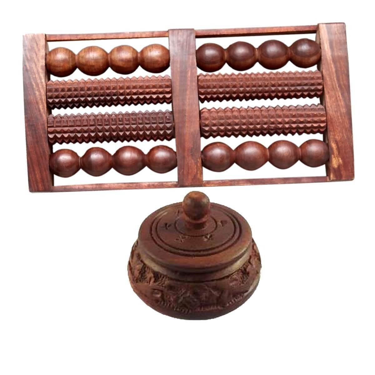 uk61NnpzF1XrL-1-1.jpg FA INDUSTRIES Accupresure wooden Foot leg feet Roller Massager Tool for Body relieves Stress (14x8x2) In, Sindur ki dibbi Free Brown colour (Only Massager Manufacturering) - Fast UK Delivery - Image 1
