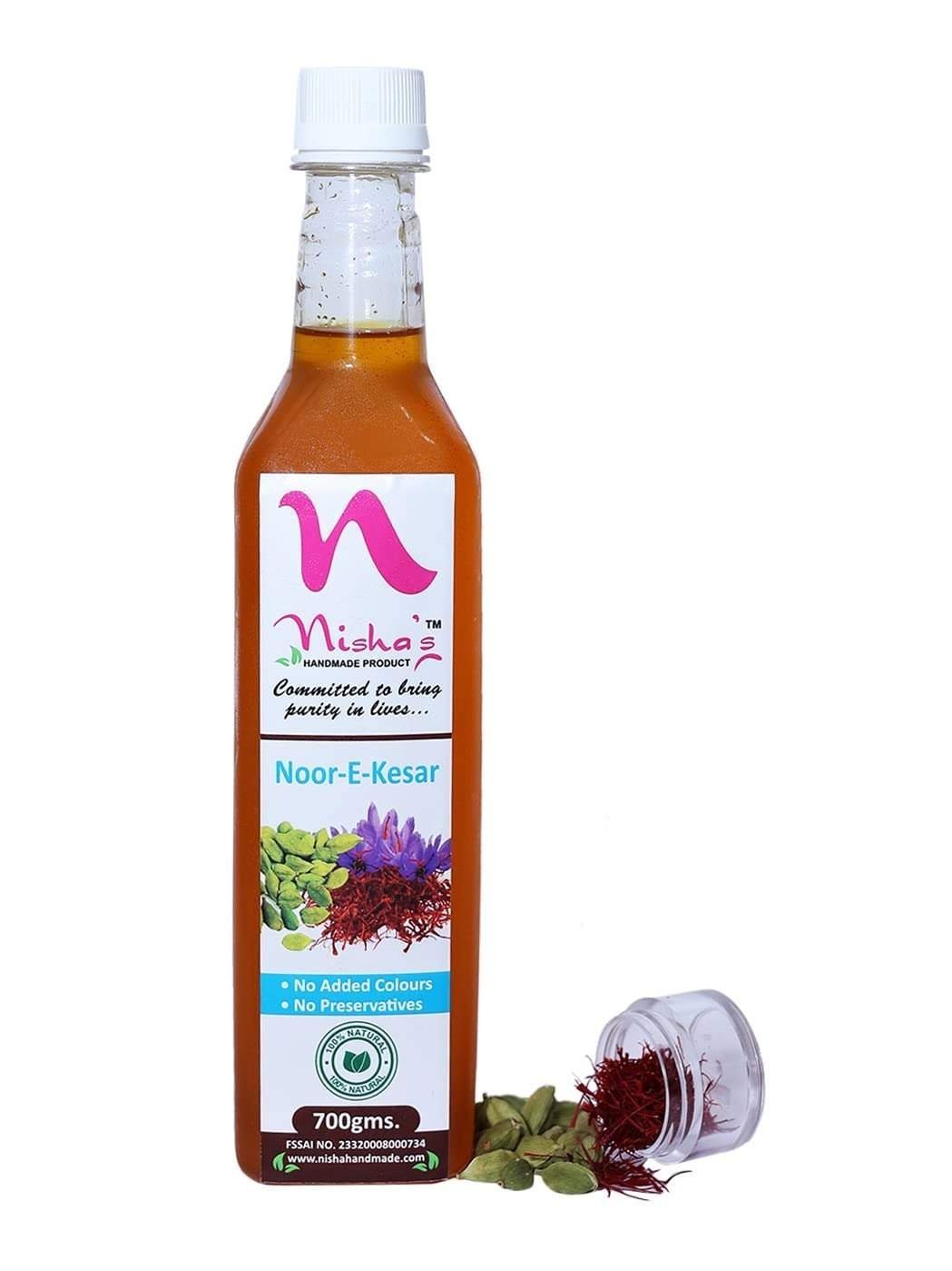 uk61O3c5OEBuL-1.jpg Nisha's Handmade Products Natural Organic Noor-E-Kesar Sharbat (700Gm) (Orange) - Fast UK Delivery - Image 1