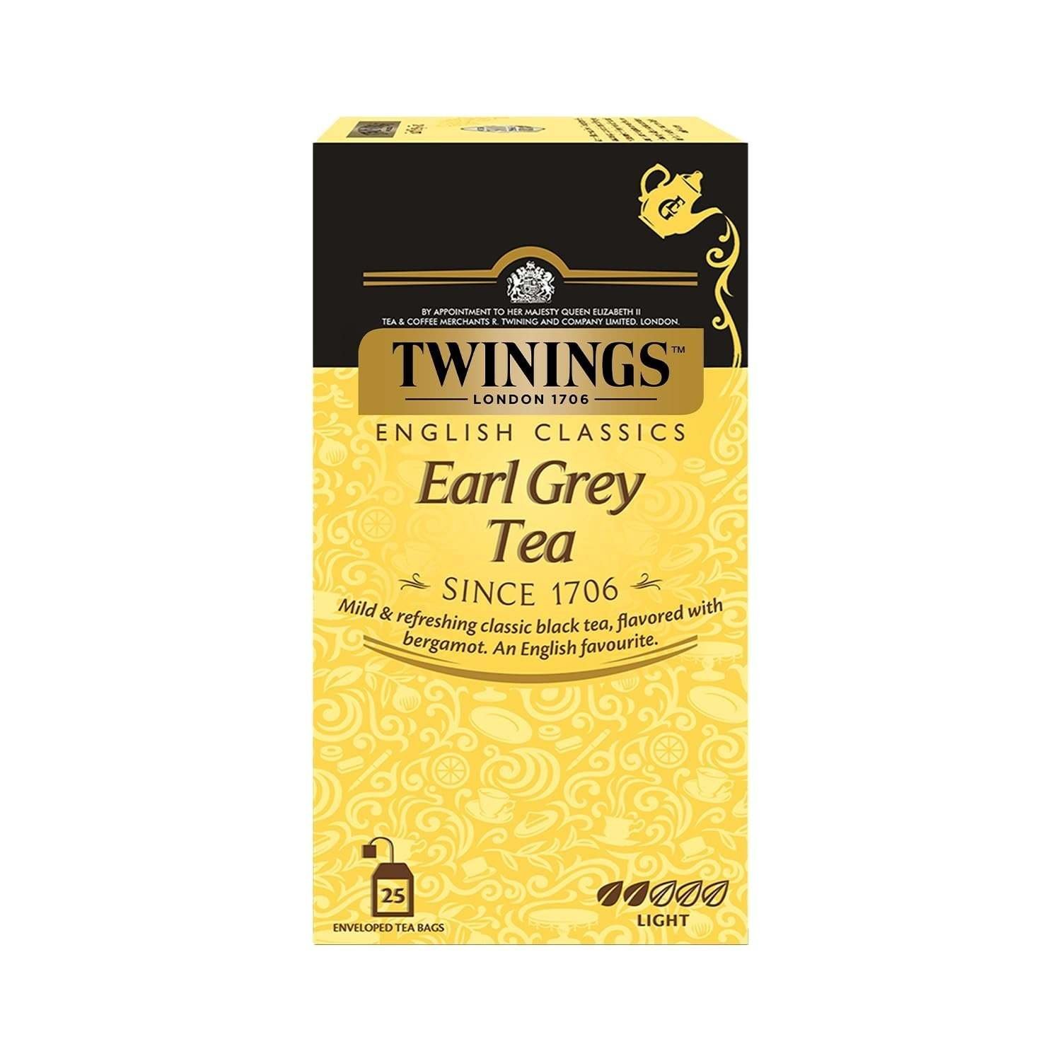uk61P20PkPcfL-1.jpg Twinings Earl Grey Tea,25 Teabags,Premium Black Tea,English Classic Range,Light Strength,Mild&Refreshing Flavour,Pack Of 25, 50 Grams - Fast UK Delivery - Image 1
