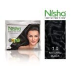 Nisha Cream Hair Color Rich Bright Long Lasting Hair Colouring For Ultra Soft Deep Shine 100% Grey Coverage Conditioning With Natural Herbs Natural Black (Pack of 2) - Fast UK Delivery