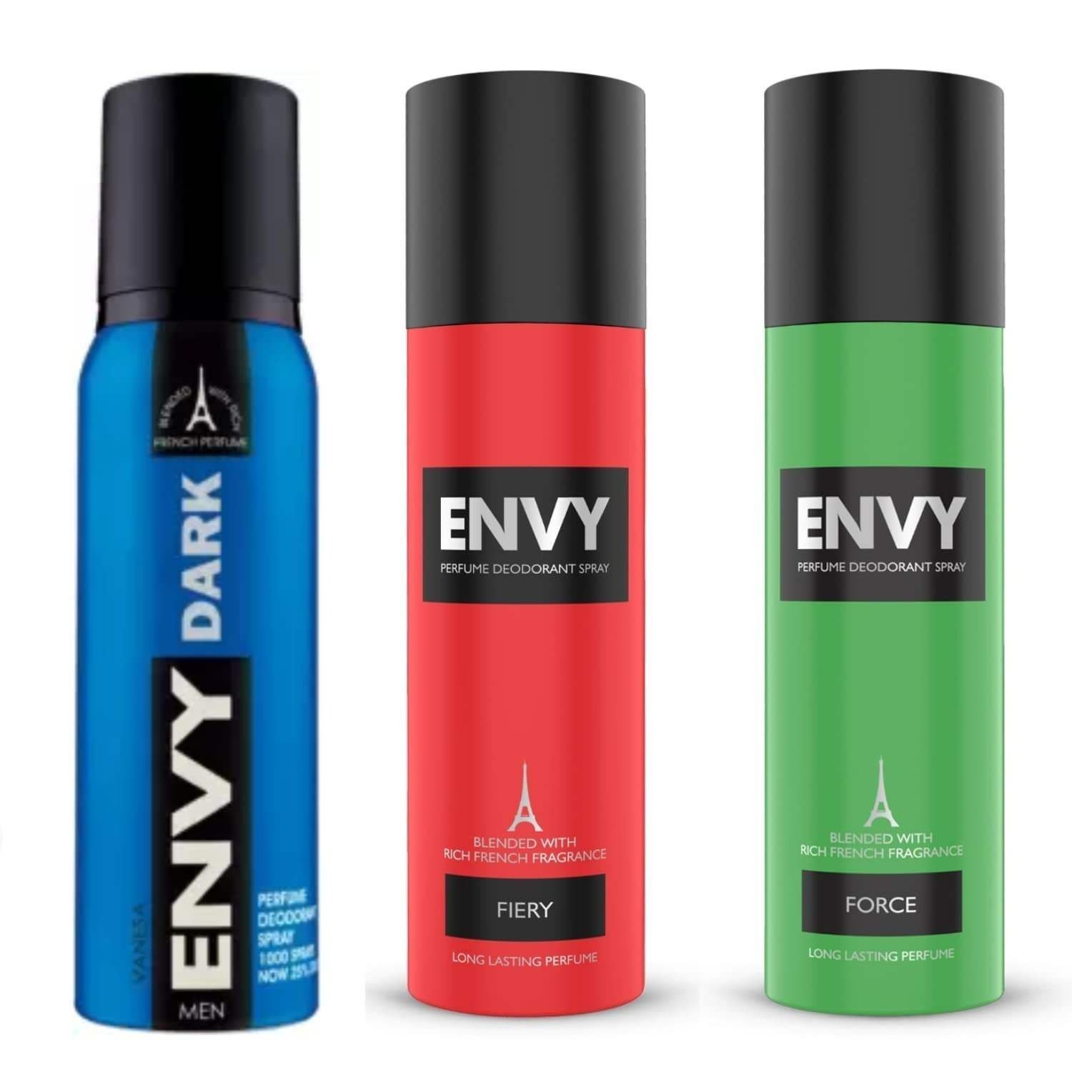 uk61PxqZpPb4L-1-1.jpg ENVY Force, Dark & Fiery Deodorant - 120ML | Long Lasting Deo Body Spray For Men(Combo of 3) - Fast UK Delivery - Image 1