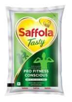 Saffola Tasty Refined Oil|Blend of Corn Oil & Rice Bran Oil|Cooking oil|Pro Fitness Conscious Edible Oil 1 Litre Pouch - Fast UK Delivery