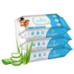 Claret Baby Wet Wipes, 99% Purified Water wipes, Aloe Barbadensis ,Gentle & Soap-Free, Prevents Rashes & Redness, Dermatologically Tested Baby wet wipes, Alcohol-Free wipes for entire body , Pack of 3 (72 Wipes/each) - Fast UK Delivery