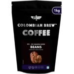 COLOMBIAN BREW COFFEE Colombian Brew 80-20 Arabica Robusta Roasted Coffee Beans 1kg - Fast UK Delivery